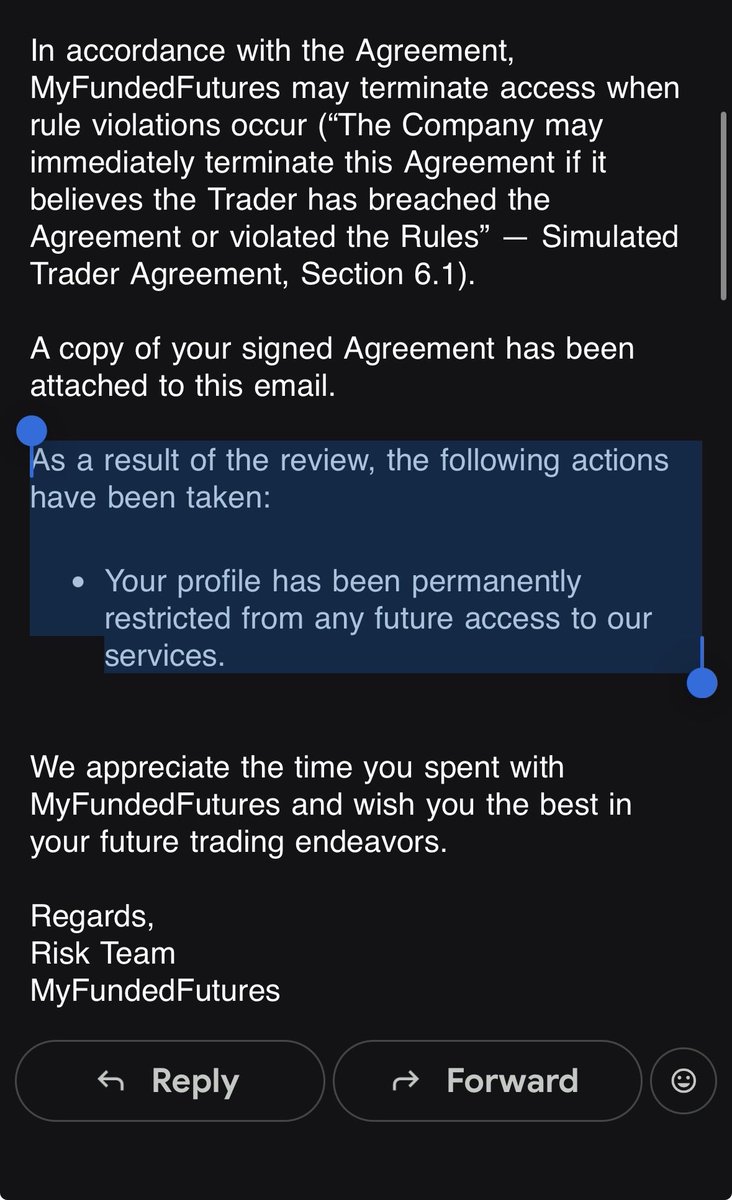 PrinceCapo101's tweet photo. i’ve made over 30k+ from @MyFundedFutures . 
and now i got banned all of a sudden for “Not making independent trades”.
When i specifically told the risk team that i RECORD every trade + WEBCAM. 
And no, im not a streamer. 
Super unfair ban. 
@MattLeech please help😭
my fav firm😭 https://t.co/hHKzKbyuCx