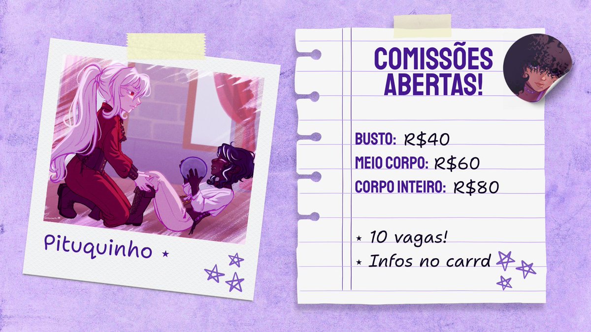 _bararara's tweet photo. ✨COMISSÕES ABERTAS!
~ Apenas para Pituquinhos!!

✧ Contato ✧
Discord: bararara_._
E-mail: barararacomms@gmail.com https://t.co/deCh5i8zn0