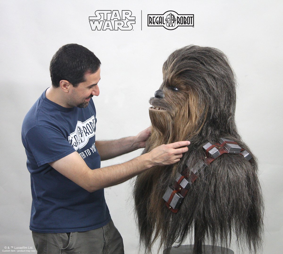 TomSpinaDesigns's tweet photo. If you've ever wanted your very own life-sized furry co-pilot, @regalrobot has you covered. These life-sized replica statues of #Chewbacca feature FX style hair, acrylic eyes, resin teeth, and a silicone tongue. See more: https://t.co/TduCAyu5co.

#StarWars #Wookiee #RegalRobot https://t.co/cXynqZGBLc