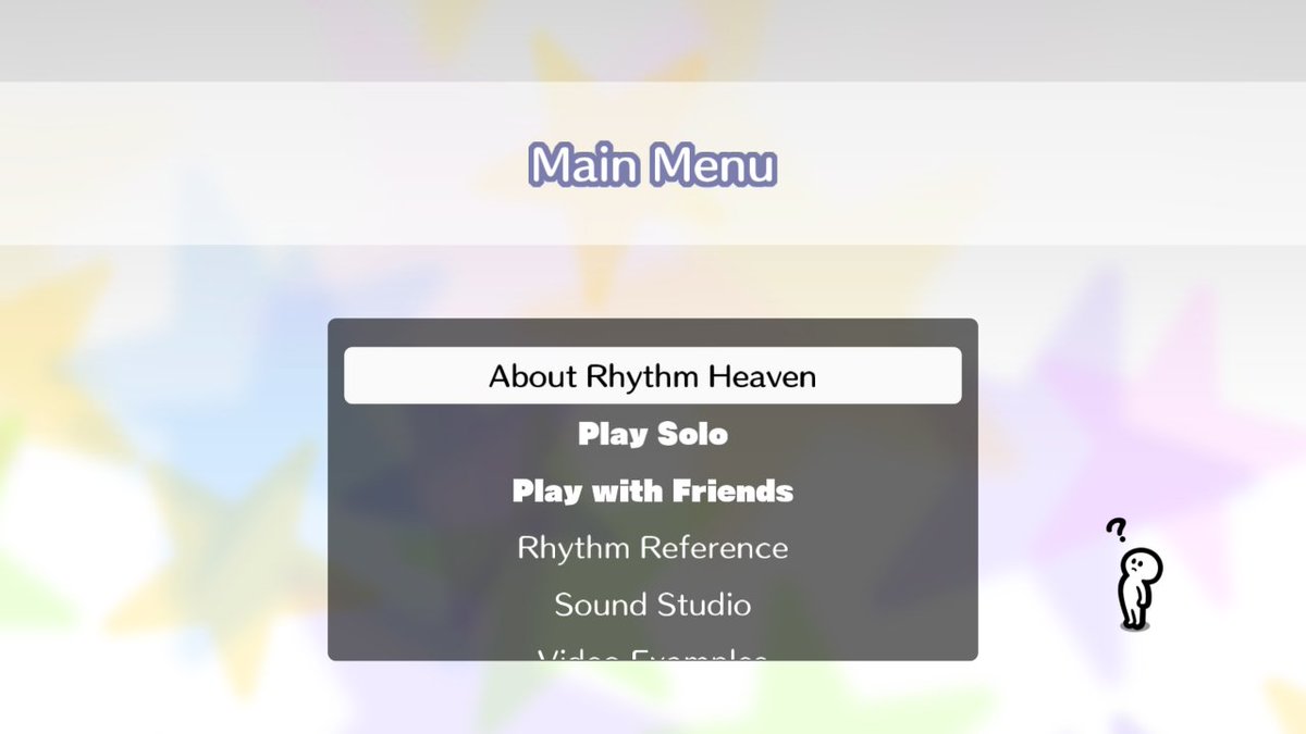 vtNaruru's tweet photo. Loving the new Rhythm Heaven, but God, this menu looks so sad https://t.co/oDUg07iwOQ