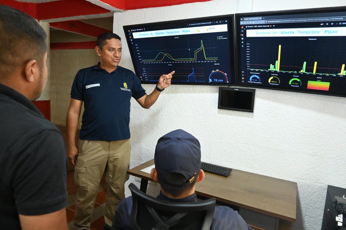 UNGRD's tweet photo. #EsNoticia | Pijao, Quindío, estrena Sistema de Alerta Temprana contra avenidas torrenciales

La UNGRD entregó esta infraestructura que permitirá monitorear el riesgo en tiempo real y alertar oportunamente a la comunidad ante una posible avenida torrencial.

Con una inversión de $2.476 millones, el sistema cuenta con monitoreo 24/7, estaciones hidrológicas y meteorológicas, sirenas de alta potencia y una plataforma tecnológica para fortalecer la protección de la población.

Así cumplimos la sentencia del Tribunal Administrativo del Quindío.

#GestiónQueDaConfianza