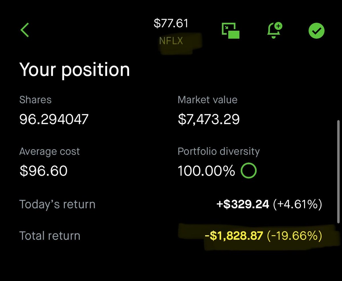 TradeSimplify7's tweet photo. $NFLX even the YouTube gurus get caught holding the bag ;) I will continue buying every month! I will update my position in another few months! Wish me luck https://t.co/fOSaS5RPs0