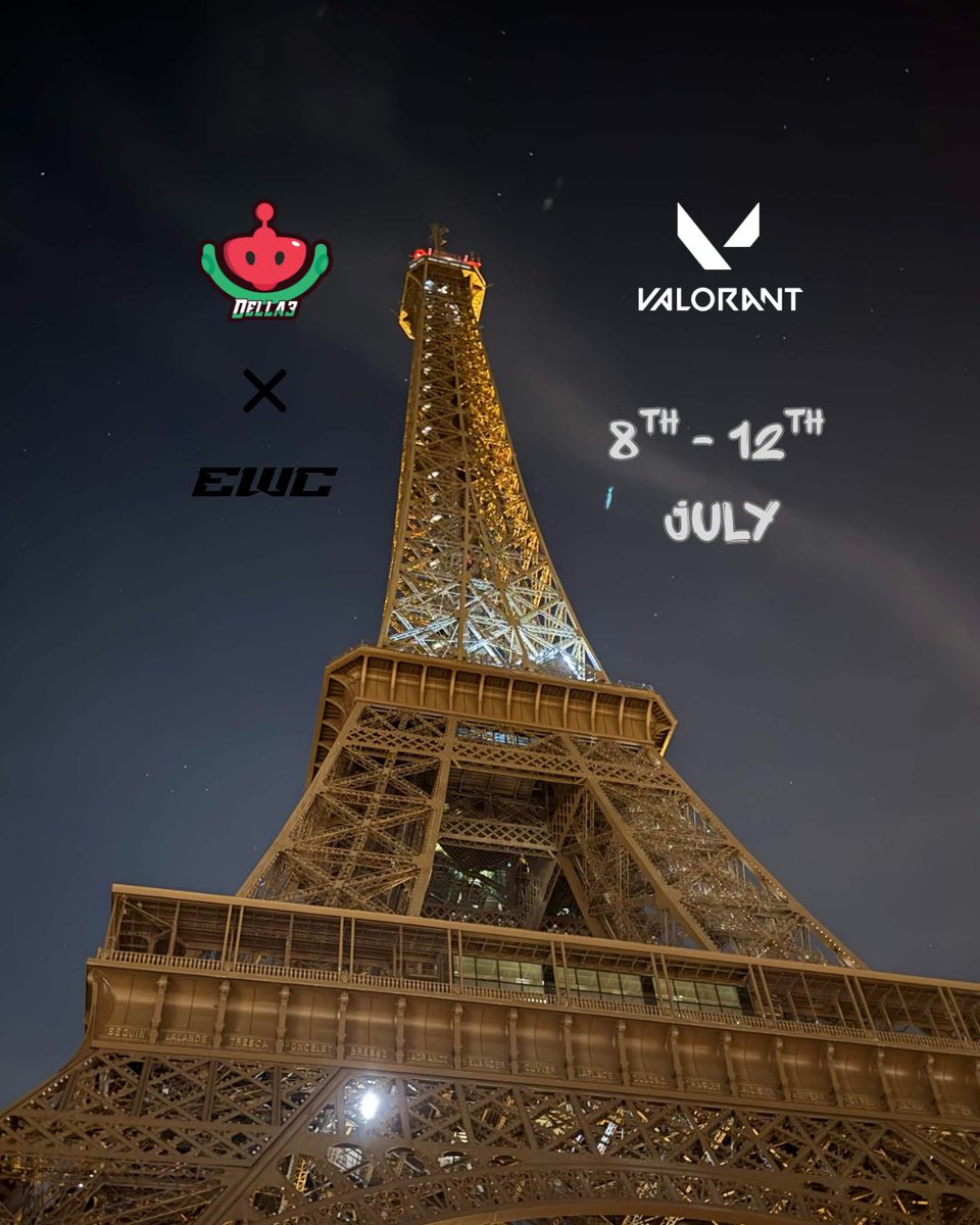 Della3tv's tweet photo. Dear Orgs, Media, Pro players, content creators, and VALORANT fans: 👋

I will be officially attending EWC Valorant in Paris! 🇫🇷🏆 

I’m fully available for collabs, shooting content, interviews, or anything related to the event. 🎬📸

If you’re interested in working together, feel free to DM me or send an email:
📩 contact@della3.com

See you there! 🤝

#EWC #EWC2026 #VALORANT #EsportsWorldCup #Paris