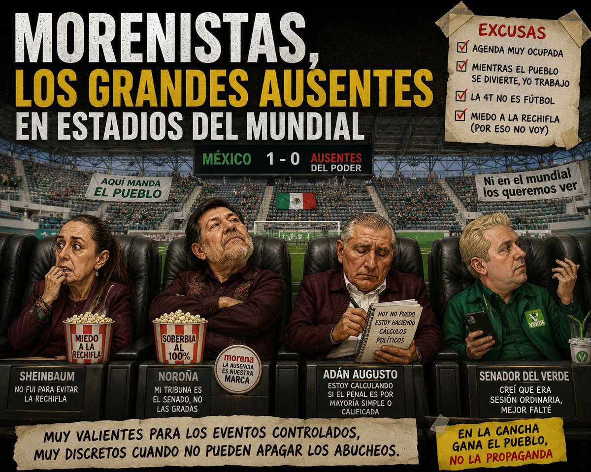 Periodico_REDSL's tweet photo. 🏟️⚽ Morenistas, los grandes ausentes en los estadios del Mundial 🌎🇲🇽

¿Qué opinas? Comparte. Información completa en primer comentario. https://t.co/UebutUBSGj