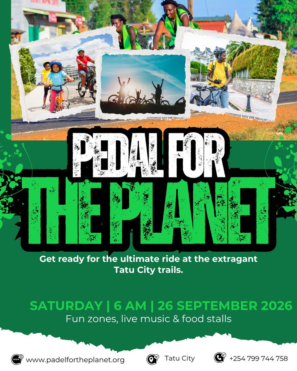 eugene_ken4's tweet photo. Why ride? Because every pedal stroke is a vote for a cleaner future. 🌱
Tatu City Riders 2026 brings together cyclists and changemakers for Pedal for the Planet — Sept 26, Tatu City.
Save the date. 📅 https://t.co/iLR54QNHyk