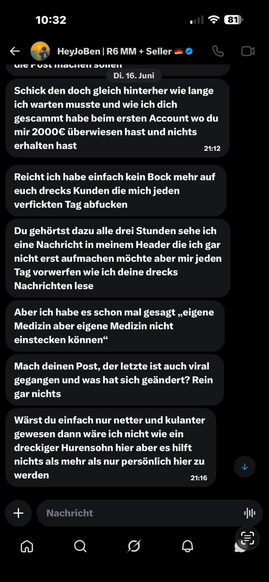 Ishvkk's tweet photo. Warning to anyone thinking about doing business with @hey_jo_ben:
A friend of mine sent him €2,000 on May 18th for a Rainbow account. To this day, he has received neither the account nor a refund. Instead, he’s been ignored for weeks. It’s now been over 45 days.
Think carefully. https://t.co/uv78ebpMCo