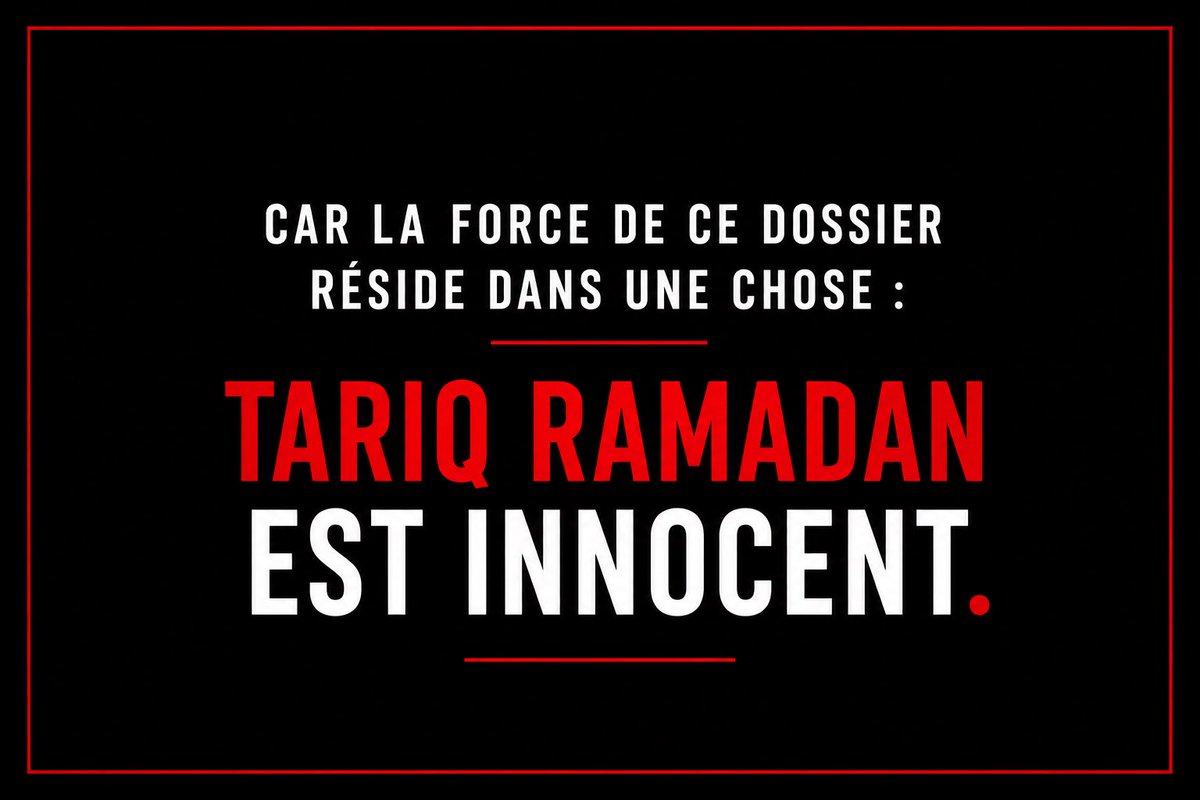 ThinknBE's tweet photo. 🔴Depuis la condamnation de Tariq Ramadan en France, nous avons la preuve que les preuves scientifiques ne suffisent pas, lorsque l’on s’appelle Tariq Ramadan, à avoir un procès équitable. Un regard équitable. Une justice qui suit ses propres lois.

Depuis longtemps maintenant, je dis et répète que la version avec séquestration a été gardée dans l’ordonnance de condamnation, alors qu’une expertise réalisée par un expert travaillant depuis plusieurs décennies avec les tribunaux en tant qu’expert assermenté atteste avec certitude que cette plaignante n’était pas séquestrée, mais bel et bien à la conférence de Tariq Ramadan. 

Trois autres expertises, réalisées par des experts qui ne se connaissent pas entre eux, vont dans le même sens : la version d’une des plaignantes ne tient pas. 

Alors comment on en arrive là ?

Moi, comme tant d’autres, je ne suis pas près de lâcher ce combat pour la justice. Un jour, il va falloir assumer les erreurs systémiques ou les volontés politiques. Car la force de ce dossier réside dans une chose : Tariq Ramadan est innocent.