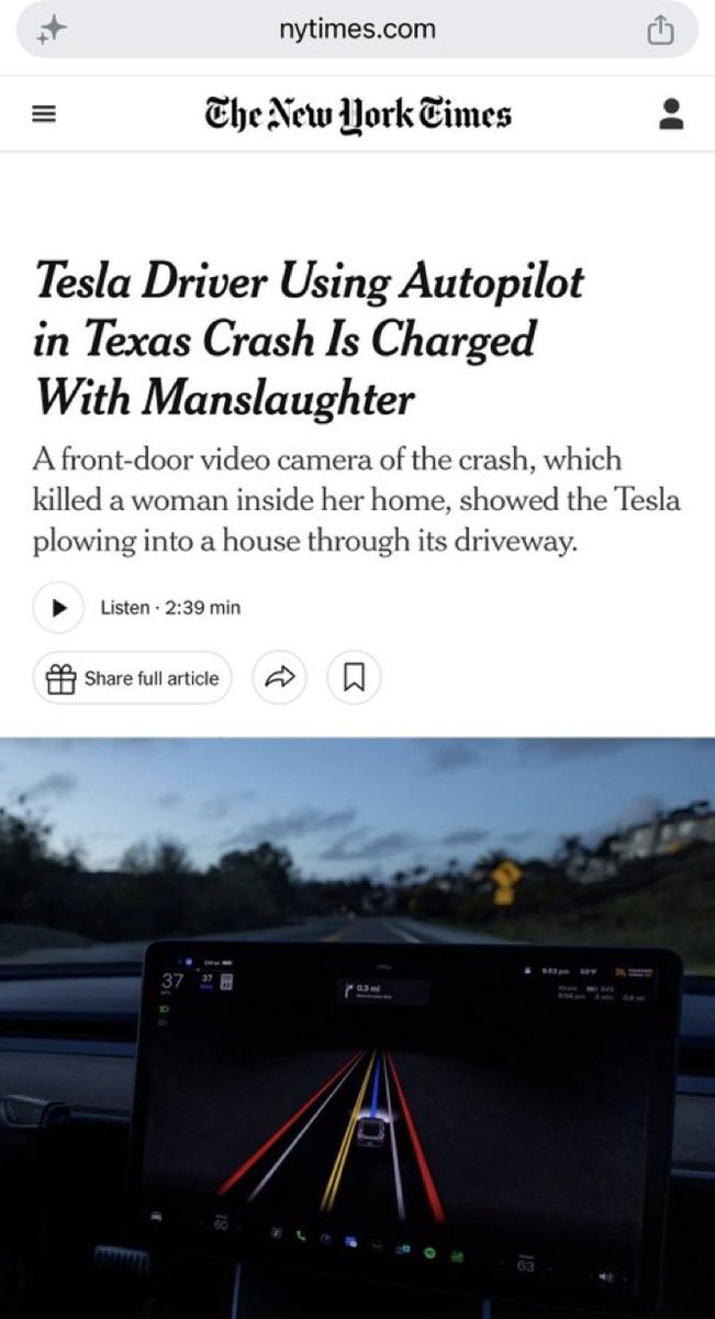wholemars's tweet photo. New York Times Reader with latest paper is charged with manslaughter 

A front door video camera showed the copy of the new york times plowing into the house 

See how silly that sounds? The human committed manslaughter, not the car. 

The New York Times has blood on their hands https://t.co/UNDefoEKZN