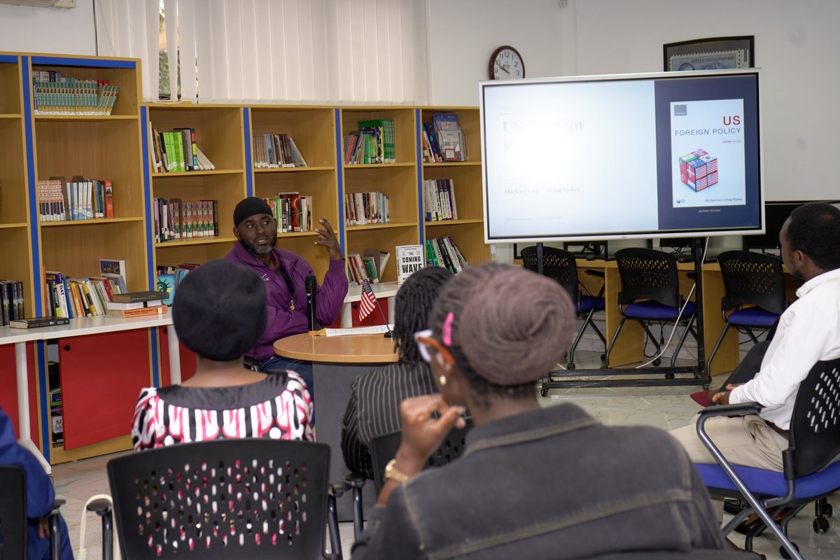 GraceKate_'s tweet photo. Book Review: U.S. Foreign Policy (Second Edition) by Michael Cox and Doug Stokes at @USEmbassyUganda 

"To understand U.S. foreign policy is to understand modern world order itself"

Insightful discussions on diplomacy and global affairs.
#USForeignPolicy
#Diplomacy
#Freedom250 https://t.co/iE2GmuF9yZ