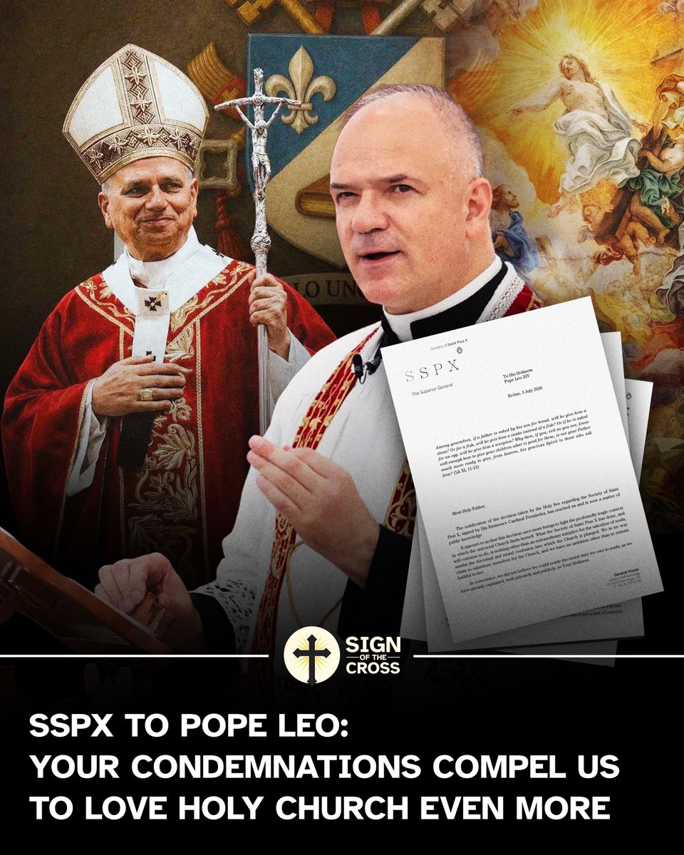 CatholicSOTC's tweet photo. SSPX to Pope Leo: Your condemnations compel us to love Holy Church even more.

https://t.co/zLkj6ySEq1 https://t.co/DnFhkoYpMy