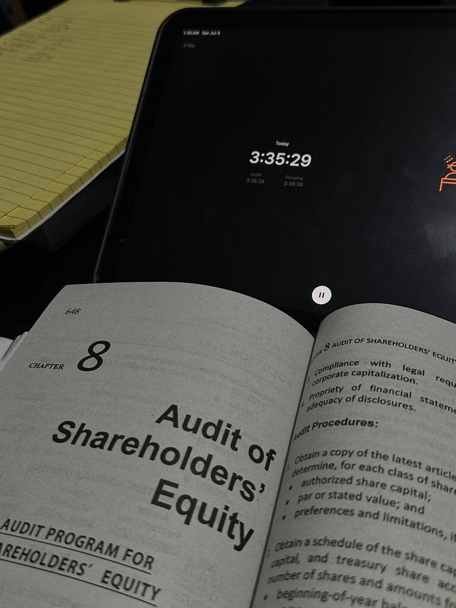aj_fcpa's tweet photo. 📚💻 — 07/03/2026 #studylog 

♡  AUDP - Audit of SHE

long time no study log, sana mabalik momentum 🤣

#studytwt #studytwtph #cpaletwt #bsatwt https://t.co/VUAwMxG0Sj