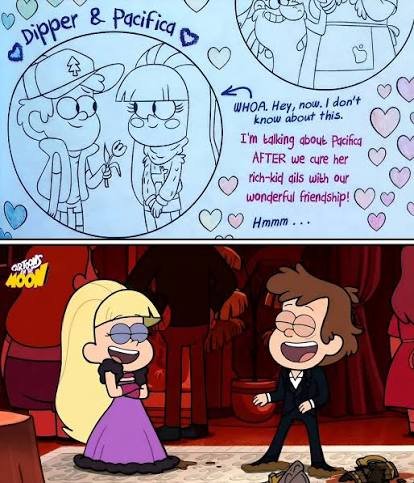 SamuelSouled's tweet photo. "HEY DIPPER, CON QUE VIEJAS ANDAS? Oh, hola Pacifica"

Canónicamente Mabel supo que a Dipper le gustaba Pacífica después de lo del Raromagedon. https://t.co/7Kcdh2ZX94