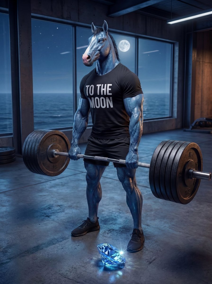 BoJackTON's tweet photo. Lifting heavy weights and #HODL'ing through #FUD. Both build character, both build wealth. 🏋️🚀🌛 #BoJackTON #GymLife https://t.co/Y5mRSKBtlm