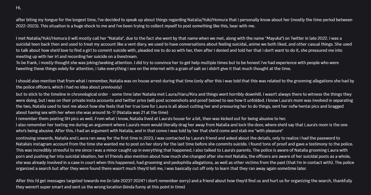 delelelete's tweet photo. regarding the @homurcia_ situation and allegations https://t.co/zmjCTTXA2G