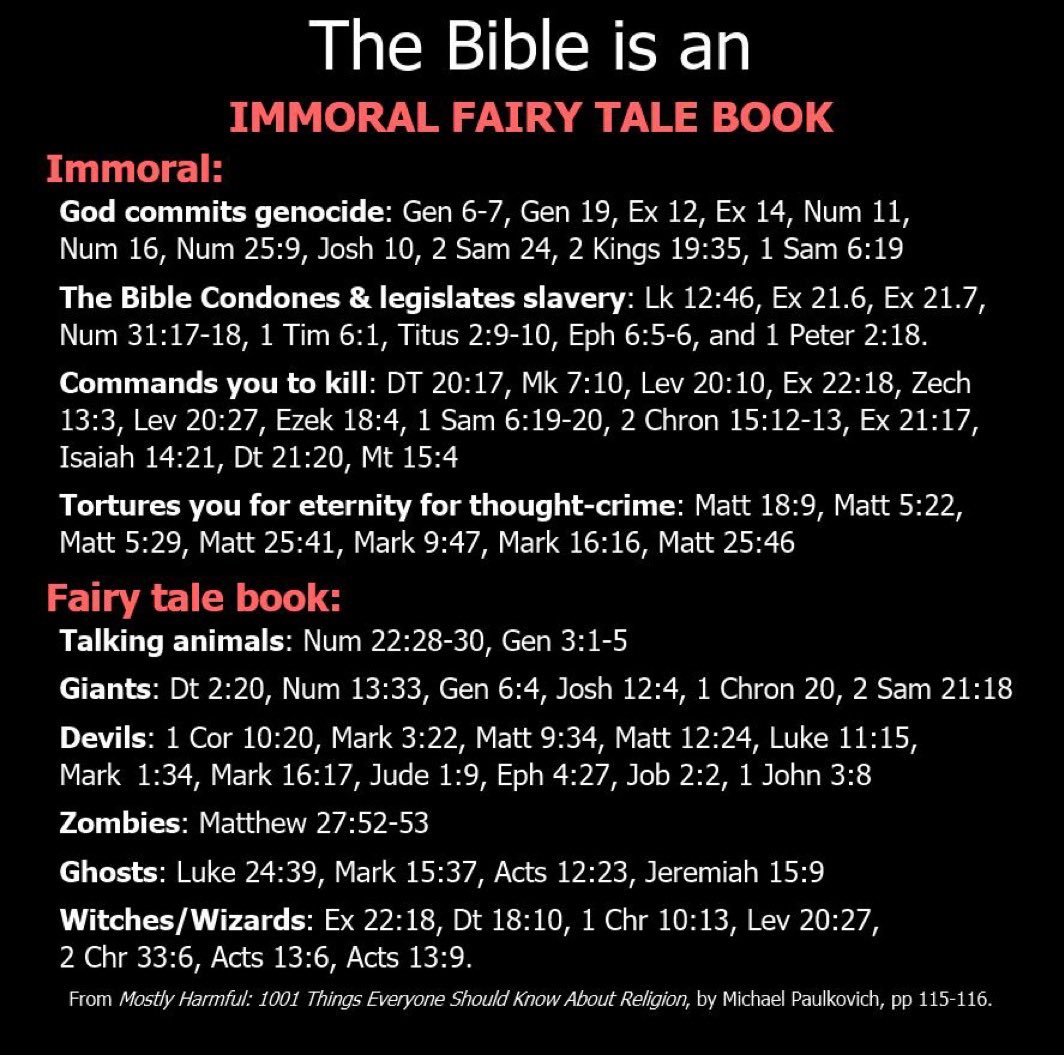 RacoonPolitical's tweet photo. @LNeuhoff55282 @benitokatolik I cited biblical references, including some verses. 
Did any of those things NOT happen?
Deut 21:20 says kill your child if they disobey. Jesus says the old laws apply til the end of the Earth (Mat 5:17)
Do you murder your disobedient children, or do you not read the Bible? https://t.co/98VvFeZnqM