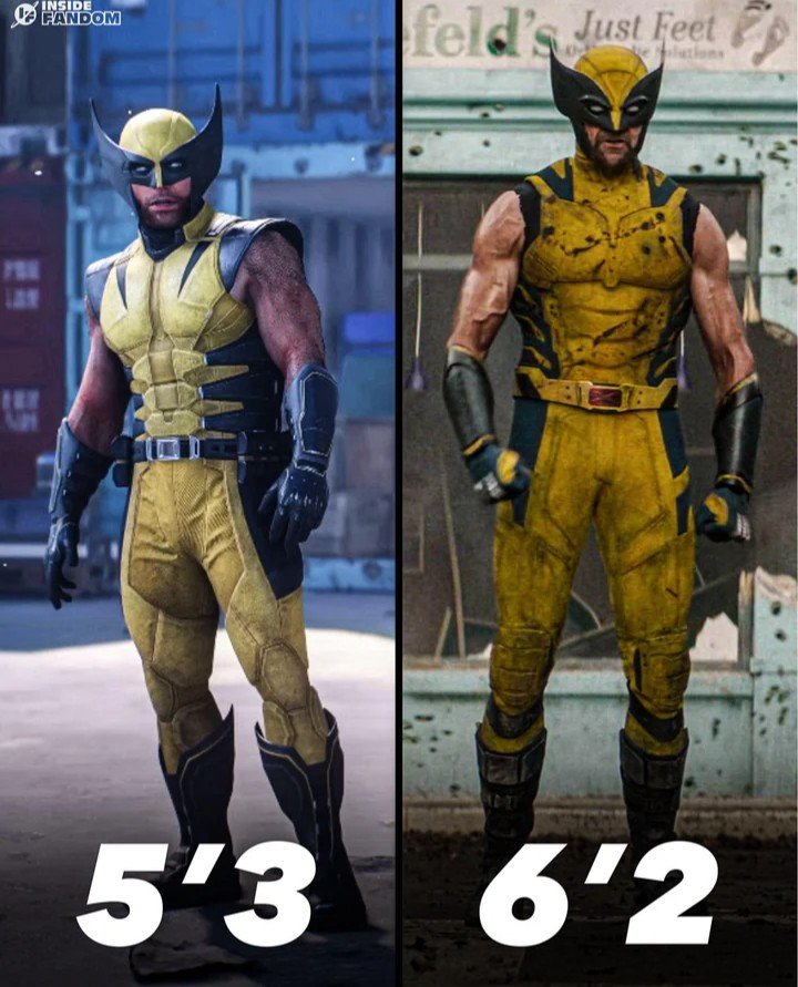 Glowreyahupdate's tweet photo. Height of Insomniac Wolverine and MCU Wolverine. https://t.co/ypRz7OkozN