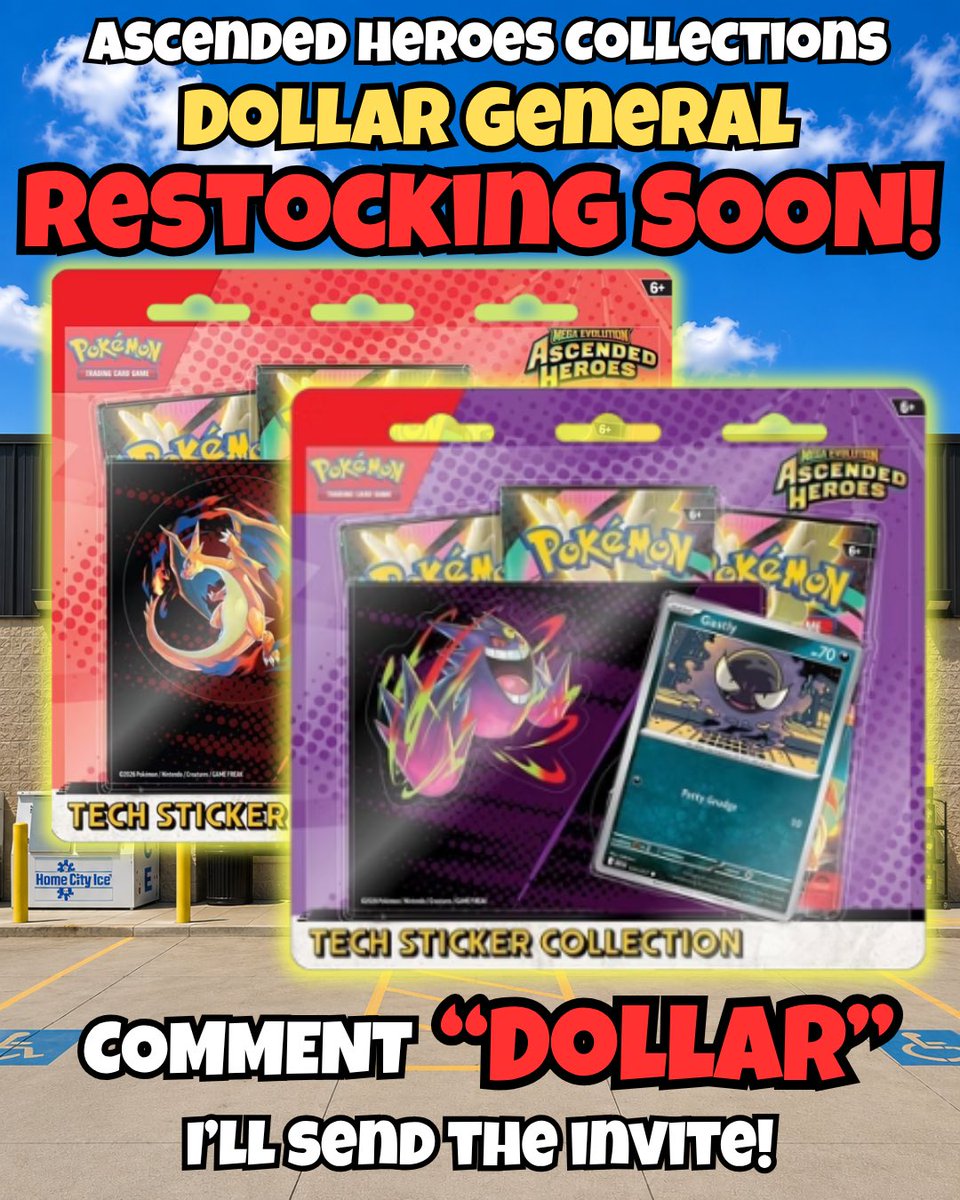 ExoticzCooks's tweet photo. Dollar General Ascended Heroes Restock Coming Soon! 👀🔥

Link in Bio 🔗 

#pokemon #pokemontcg #pokemoncards #pokemonnews #pokemoncommunity https://t.co/nEyWUTNsWN