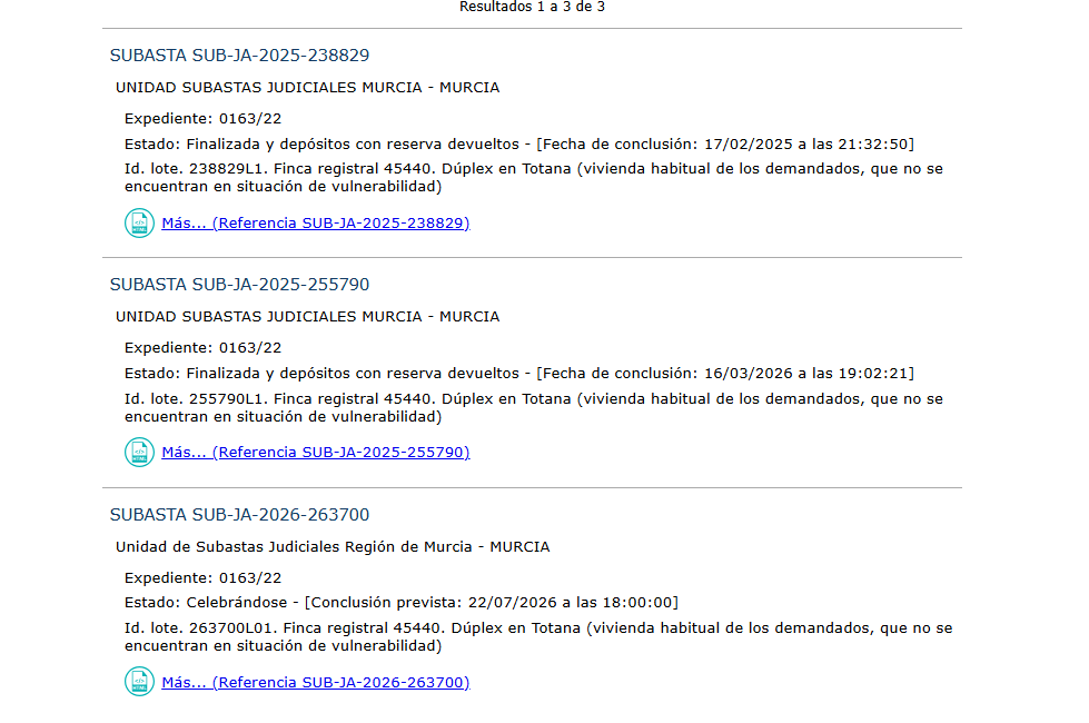 Unidad de Subastas Judiciales de Murcia tweet media