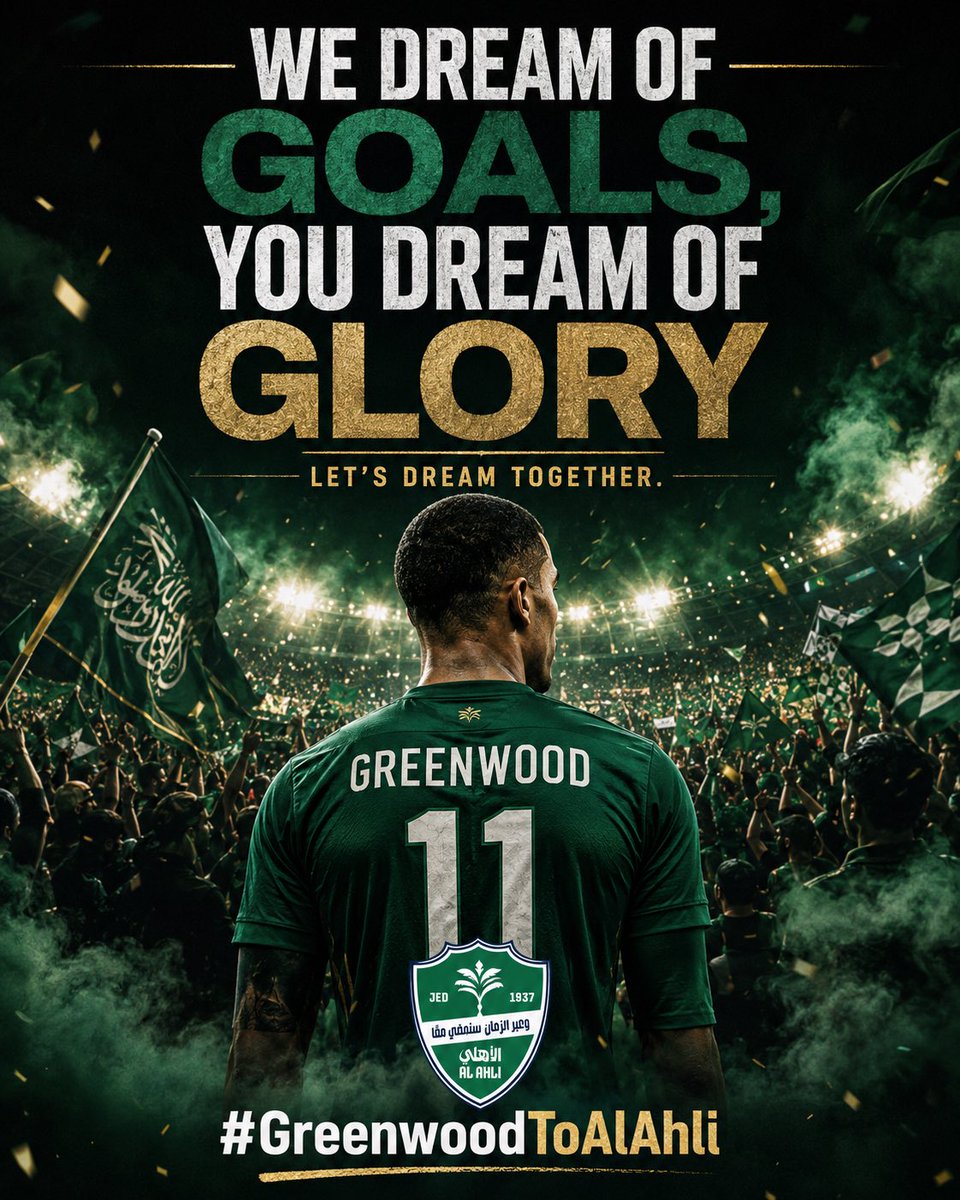iiABTA's tweet photo. Dear Greenwood, Al Ahli fans are calling your name. Come to Jeddah and become part of our story. #GreenwoodToAlAhli
- @masongreenwood https://t.co/yZhLvhDnJg