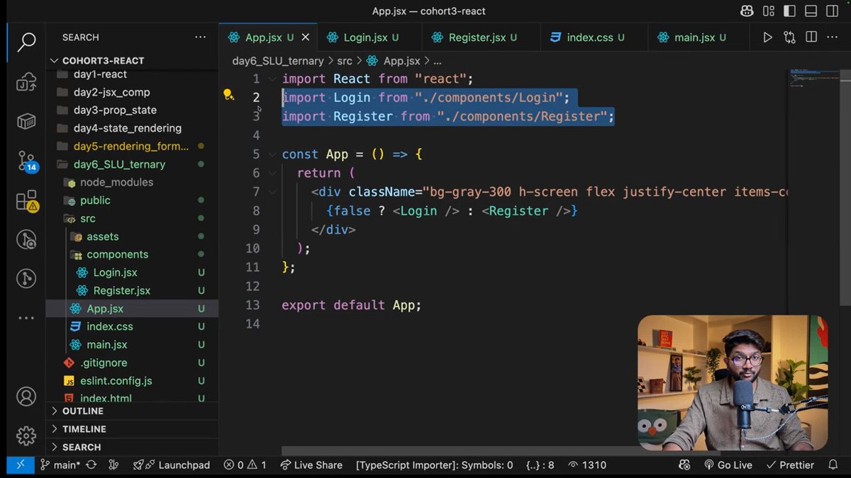 bhat9_pradyumna's tweet photo. Day 39 | @sheryians_  - Building a login &amp; Register UI with Tailwind and React and managing UI States , and how ternary operator is used for conditional rendering.

#Sheryians #WebDevelopment #LearningInPublic #LearningJourney #Restart #100DaysOfCoding https://t.co/cjY4Y0OLUD