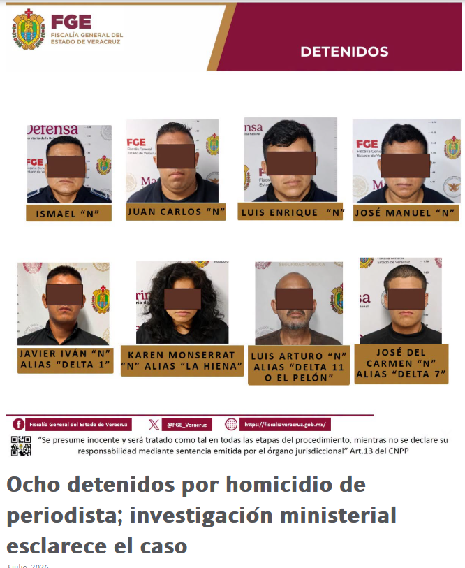monicagarzag's tweet photo. 🔴Se confirma homicidio de la periodista Roxana Berenice Guzmán Ramírez.
La Fiscalía de Veracruz informó que se hizo una verificación científica a los restos hallados.
Hasta el momento hay 8 detenidos por el caso. https://t.co/eYuEDyt2Sm https://t.co/sfac4F633B