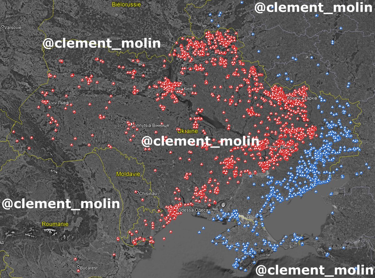 clement_molin's tweet photo. Russian 🇷🇺 VS Ukrainian 🇺🇦 mid/long range strikes since the start of the year mapped :

-> Count Shahed/Geran strikes (overwhelmingly)
-> Does not count missiles/short range strikes with FPV/Molniyah (fewer strikes)

-> Count Ukraine mid-range strikes
-> Does not count all long-range Ukrainian strikes

Ukrainian strikes are based on Geoconfirmed impacts only, Russian strikes are based on claims/media/telegram informations mainly. Russian chanels are not very helpful to know what was hit, but Ukrainian chanels say a lot.

-> Current Ukrainian 🇺🇦 priority : trucks, energies (mainly electricity and oil) and warehouses
-> Current Russian 🇷🇺 priority : warehouses, gas stations, electric substations.

Own work in collaboration with @ShahedTracker for Russian strikes.
