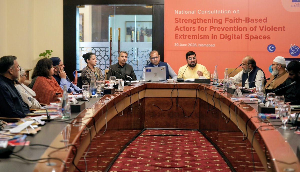 IRCRA3's tweet photo. International Research Council for Religious Affairs - IRCRA proudly participated in the National Consultation on Strengthening Faith-Based Actors for Prevention of Violent Extremism in Digital Spaces, organized by UNDP Pakistan under its PLEDGE Project in Islamabad. https://t.co/Wxgua2BUfo