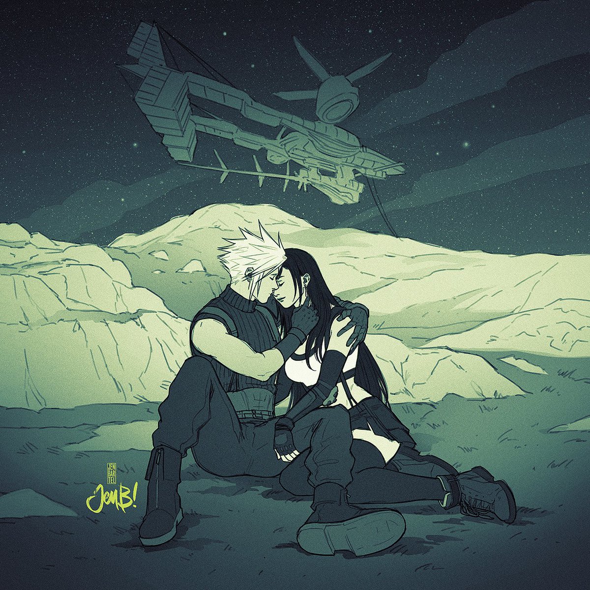 クラウド・ストライフ ,ティファ・ロックハート 「more than words #FF7 #Cloti」|Jen Bartelのイラスト