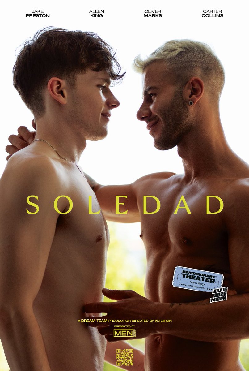 Men's tweet photo. Want to attend the FILM PREMIERE of SOLEDAD in San Diego at the Diversionary Theatre, including red carpet appearances and a Q&amp;A with the cast and directors? Click here purchase tickets:
https://t.co/124zL5WdIh 🎥   

@itsjakepreston @Reyallenking @OliverMxxx @CarterCollinsX https://t.co/XocGHGmJB0