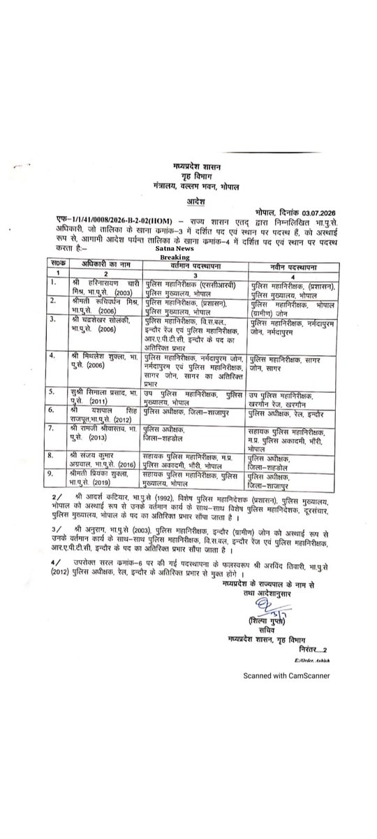 poltharsh's tweet photo. *आईपीएस अधिकारियों के हुए के तबादले,आदेश जारी।* https://t.co/m4sbw5Wj4z