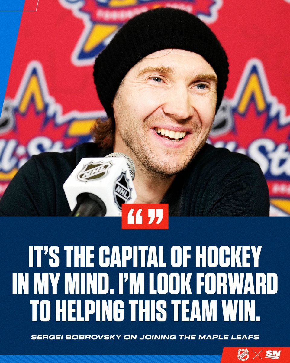 Sportsnet's tweet photo. Sergei Bobrovsky is fired up to be a Maple Leaf 🥅 https://t.co/qwBRE2cq3Q