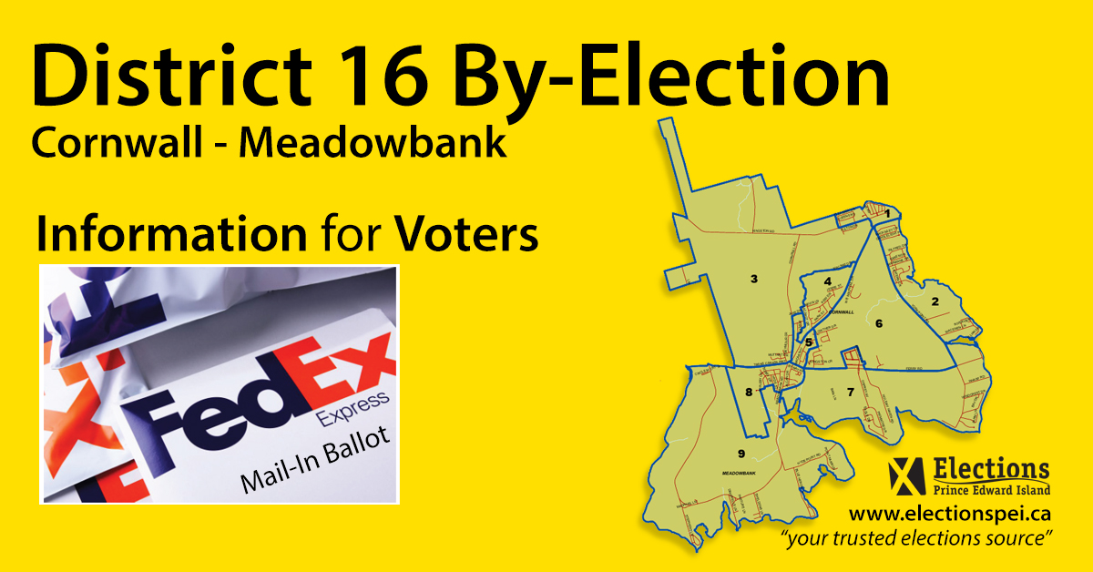 ElectionsPEI's tweet photo. Just a reminder to make sure you return your Mail In Ballot package.  It must be returned to the Elections PEI Office at 176 Great George St by 12 noon on Election Day, Monday, July 13, 2026.  Call Fedex to arrange for the pickup of your ballot. https://t.co/j1uX4WTHV8