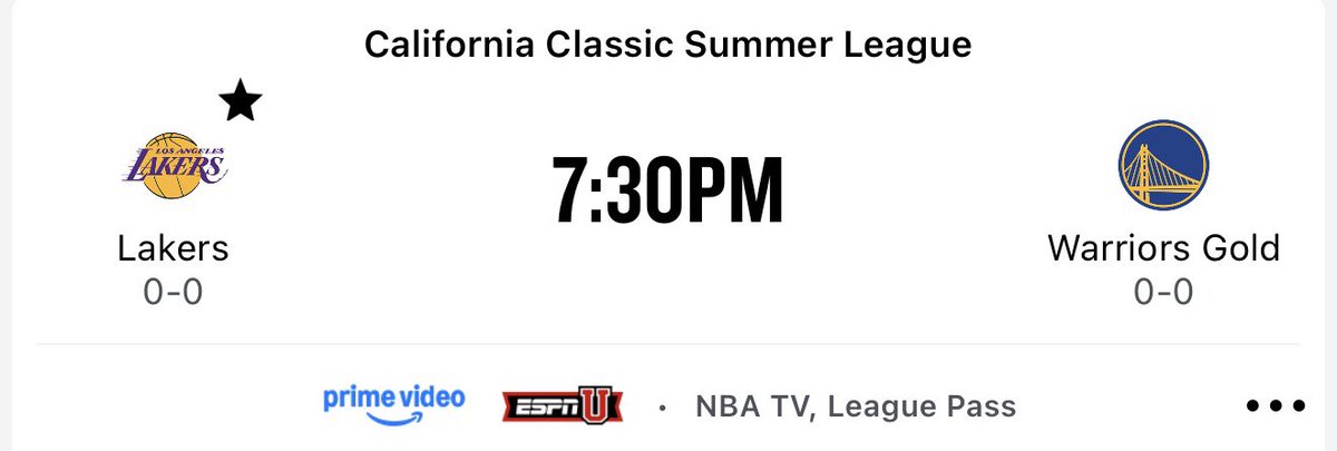 LADEig's tweet photo. The Lakers will play the Warriors in their first California Classic Summer League game tonight at 7:30PM PT 👀

We get some hoops tonight 🙏 https://t.co/Uk9xlRZzOJ