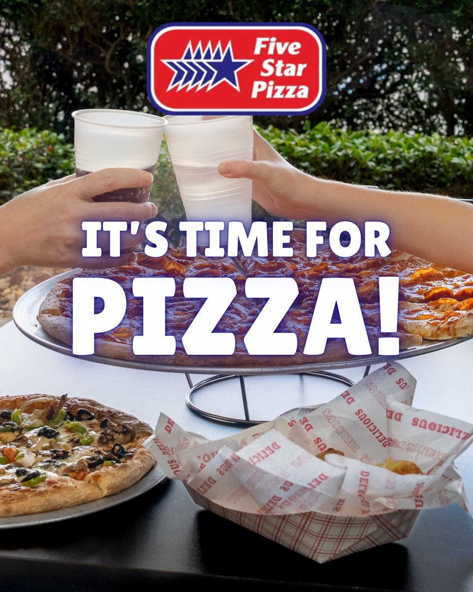 FiveStarPizzaFL's tweet photo. Long weekends call for Five Star Pizza! 🍕✨ Order for pickup or delivery and relax with every bite ➡️ https://t.co/wFTHJgLzsP
#fivestarpizza #fivestar #pizza #floridaeats #pizzalovers https://t.co/Xh7laoCjen