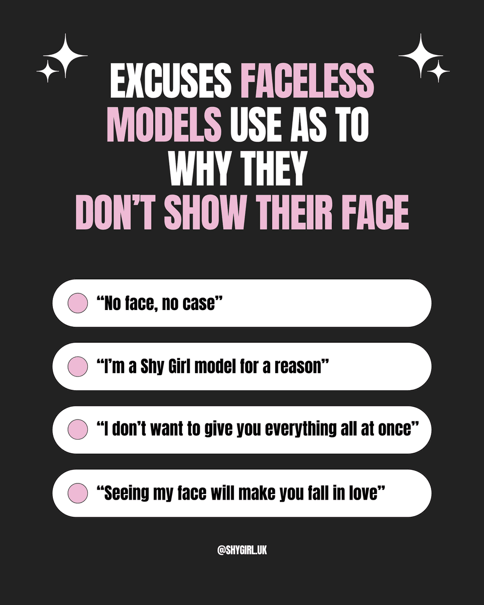ShyGirlAgency's tweet photo. Whilst you don't need to justify why you're faceless, sometimes it's fun to play around with the excuses...
#FacelessHumour #ModelLife #RelatableModel #HiddenIdentity #ShyGirlAgency #webcam #sidehustle #parttimework #fulltimework #partnersuccess #onlineworking #beyourownboss https://t.co/ZVQoYbWKJL