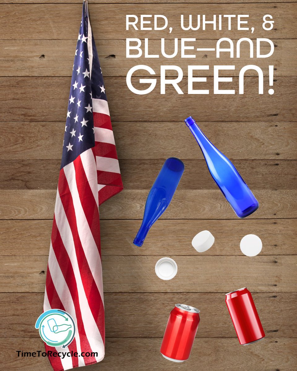 TimeToRecycle's tweet photo. Happy Fourth of July, America!
Recycle empty glass bottles, plastic bottles, and aluminum cans so trash doesn’t stick around ✨🗑️➡️♻️
#KnowWhatToThrow #TimeToRecycle #FourthOfJuly #RecycleRight # #July4th #SustainableCelebration #KeepAmericaBeautiful https://t.co/syoAk7hDpQ