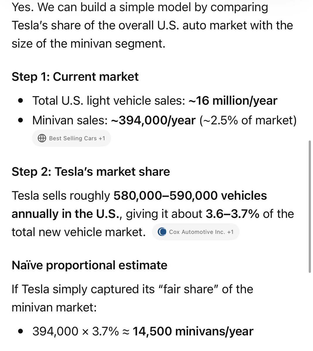 uhasib's tweet photo. Tesla discontinued the Model S and Model X  because the sales didn’t justify the space and manpower it took to build them. A minivan would ultimately have the same issue. 

Tesla is always moving towards efficiency, and a Model Y L is the best choice to increase seating and keeping production costs down.