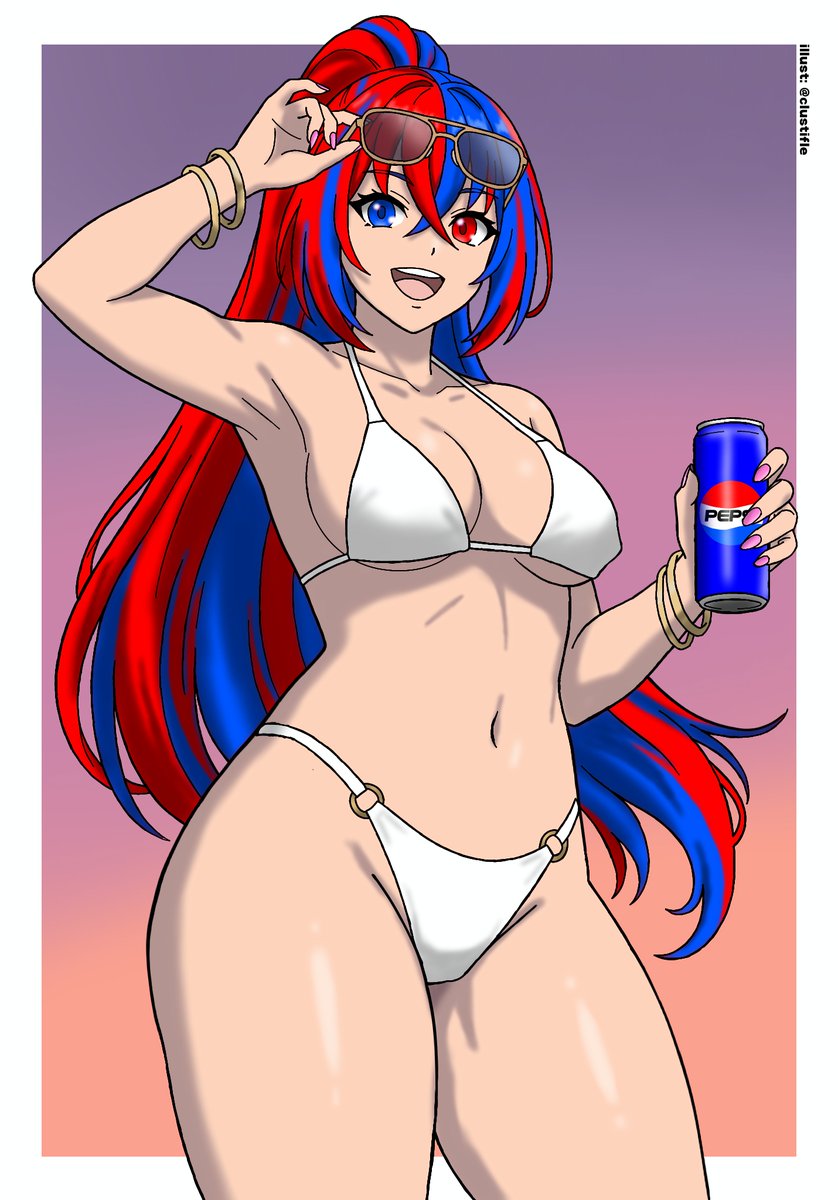 LewdClustifle's tweet photo. Alear in GTA6 cover girl bikini and nsfw alt 👅💦 https://t.co/LW18W1qTRL
