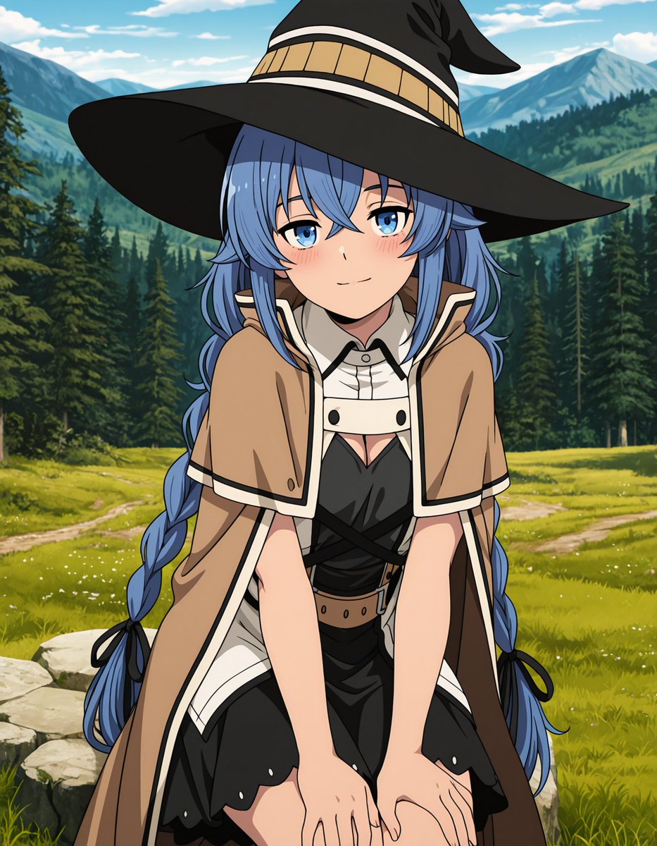 Nen1919's tweet photo. Witch hat on, staff in hand, and I already know what spell you want me to cast tonight ✨

#RoxyMigurdia #MushokuTensei #ecchi #waifu https://t.co/avooNsmMwz