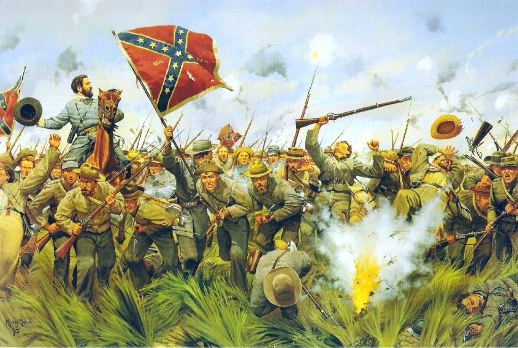 EchoesofWarYT's tweet photo. On this day in 1863, twelve thousand Confederates set out across three quarters of a mile of open Pennsylvania farmland, and the Union guns turned that field into one of the worst killing grounds of the whole war.

They came out of the trees around three in the afternoon in the heavy July heat, dressed their lines like a parade, and started walking. There was nothing to hide behind. Just gently rising farmland, a couple of fences, and at the far end a low stone wall on a ridge lined with cannon and riflemen waiting for them. The distance took something like fifteen or twenty minutes to cross at a walk. Fifteen or twenty minutes in the open, in range, the whole way.

The Union artillery started the killing while the Confederates were still far off. The big smoothbore Napoleons and the rifled guns threw solid iron shot that came bounding across the ground, and at that range a single ball could plow straight down the length of a marching file and take a dozen men with it, tearing off heads, ripping away arms and legs, cutting a man clean in half at the waist. The survivors would step over the wreckage, close the hole in the line, and keep walking in step. Officers rode up and down calling the ranks together, dress it up, close it up, and the men obeyed even as the shot kept combing through them.

Then the guns on the flanks got the angle. Union batteries off to the sides, up on the high ground, could fire straight down the length of the Confederate lines instead of at the front of them, and that is the worst thing that can happen to troops in the open. One shot fired down the length of a line doesn't kill one or two men, it kills ten or twenty, one after another. The men called that kind of fire a whirlwind. Whole companies came apart under it.

As the range closed, the cannon switched from long range shot to shell, iron balls filled with powder set to burst overhead and shower the men with hot jagged fragments, and then, when the Confederates got in close, to canister. Canister was a tin can packed with dozens of iron balls, and firing it turned each cannon into an enormous shotgun. At short range some crews double loaded it, two cans at once, and cut whole swaths out of the advancing mass. Men near those blasts weren't just killed, they were shredded, and the survivors were sprayed with the blood and flesh of the men beside them.

Partway across, the Confederates hit the Emmitsburg Road, and it ran along a low spot with stout rail fences on both sides. The lines had to stop, climb the first fence, cross the road, and climb the second, all while standing straight up in point blank fire. Men were shot to pieces hanging on those rails. Dead and wounded piled along the fences so thick that in places the living had to push the bodies aside to get over. The neat lines that had started the charge were gone now, broken into clumps and knots of men, but they kept pushing uphill toward the wall through smoke so thick they could barely see.

At the top waited the stone wall, at a bend in the Union line they call the Angle, right by a little clump of trees the whole attack had been aiming for. Here it became a close range slaughter. The Union infantry stood two and three deep behind the wall and fired into the packed Confederates at a few paces, so close the muzzle flashes scorched the men in front. A young Union artillery officer named Cushing, already wounded in the belly and holding himself together with his hand, ran his last gun down to the wall and fired it into their faces before he was shot dead. Men clubbed each other with musket butts, stabbed with bayonets, threw rocks, grabbed gun barrels with bare hands.

A few hundred got over the wall. Leading them was General Lewis Armistead, hat raised on the point of his sword so his men could see him in the smoke, and he reached a Union cannon and laid his hand on it before he was shot down beside it. For one moment there were Confederates inside the Union line at its very center. Then the Union reserves came pouring in from three sides and closed around them, and the men who had made it over were shot down, bayoneted, or forced to throw up their hands. The breach was gone as fast as it had opened.

And then it was just the field. The men who could still move turned and walked back the way they had come, back across that whole three quarters of a mile, and the guns fired into their backs the entire way. They stepped over their own dead and dying to get home, the wounded crawling and calling for help that couldn't reach them. Of the roughly twelve thousand who had stepped off, about half were killed, wounded, or captured in less than an hour. Some regiments came back with barely a handful of men. The grass they had crossed was carpeted end to end with the dead, and the charge that was supposed to win the war was over.