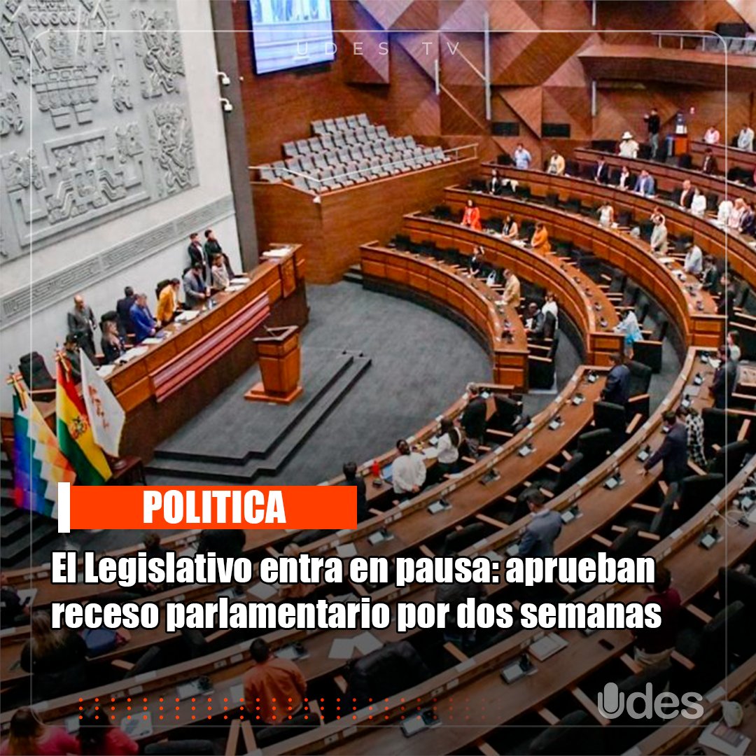 udestvbolivia's tweet photo. La #AsambleaLegislativa aprobó el receso parlamentario que se extenderá del 6 al 20 de julio, periodo en el que se suspenderán las #sesiones y el tratamiento ordinario de #proyectosdeley. No obstante, una #comisión continuará en funciones para atender asuntos de carácter urgente. https://t.co/SHIOJs1UgQ
