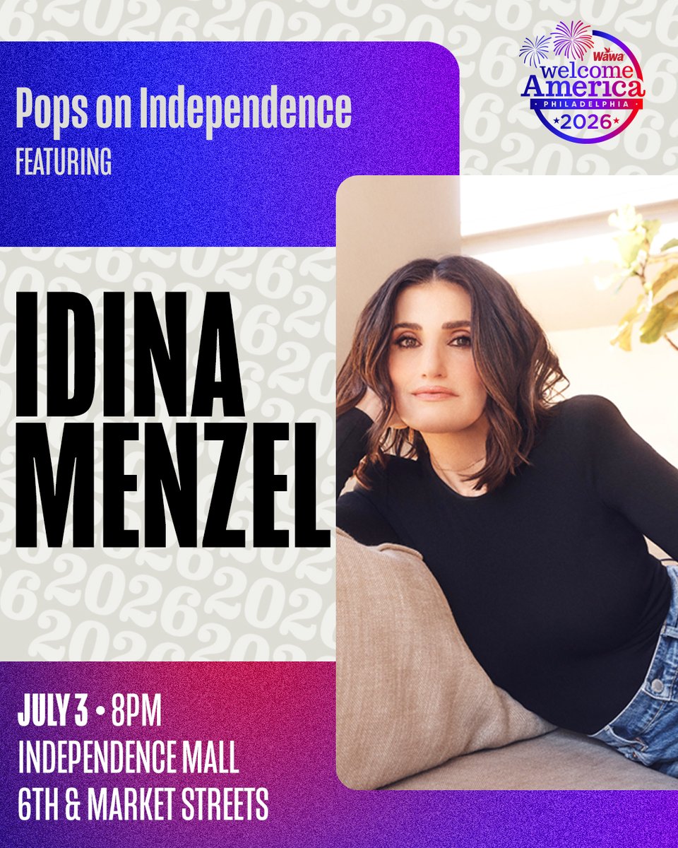 July4thPhilly's tweet photo. See you tonight on Independence Mall for Pops on Independence featuring @idinamenzel! 🎶  @thephillypops https://t.co/55kmXY0Eot