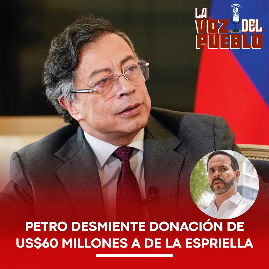 lavozdepueblo1's tweet photo. 🚨 FALSO: PETRO DESMIENTE DONACIÓN DE US$60 MILLONES A DE LA ESPRIELLA

El presidente Gustavo Petro desarmó la más reciente narrativa del mandatario electo, Abelardo De La Espriella, al desmentir categóricamente la supuesta donación de US$60 millones por parte del Banco Interamericano de Desarrollo (BID) para financiar el proceso de empalme. El equipo de De La Espriella había inflado la noticia, presentándola como un supuesto respaldo internacional no reembolsable a su administración.

Sin embargo, la farsa duró poco. Petro aclaró que esos fondos no son un cheque en blanco para la logística de la transición gubernamental, sino recursos ya programados por el BID para la continuidad de proyectos estratégicos de desarrollo social en el país que vienen de gobiernos anteriores. La aclaración deja en evidencia la falta de rigor técnico del gobierno entrante y un intento de manipular la cooperación internacional para beneficio político.