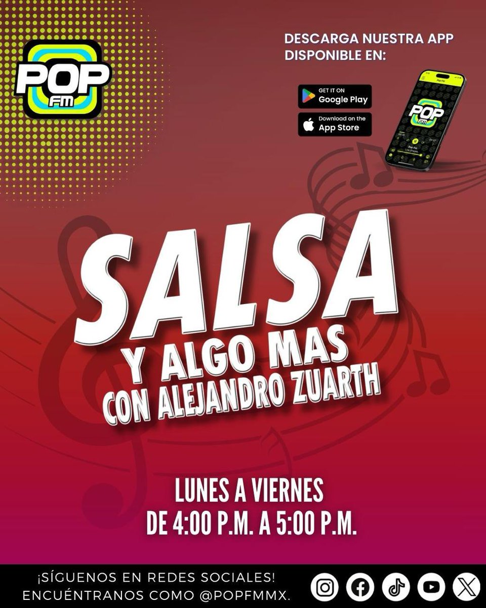 amrzuarth's tweet photo. FELIZ VIERNES CON #SalsayAlgoMás
EN VIVO POR @popfm_mx🔗https://t.co/NUemXsBV48

⚡️REPÓRTATE Y SÚBELE SALSERO🔊
.
.
.
#SalsayAlgoMás80 #RumboaLos40 #PopFM #SalsaParaTodos #ElQueSabeSabe https://t.co/4xDUCbCLWe
