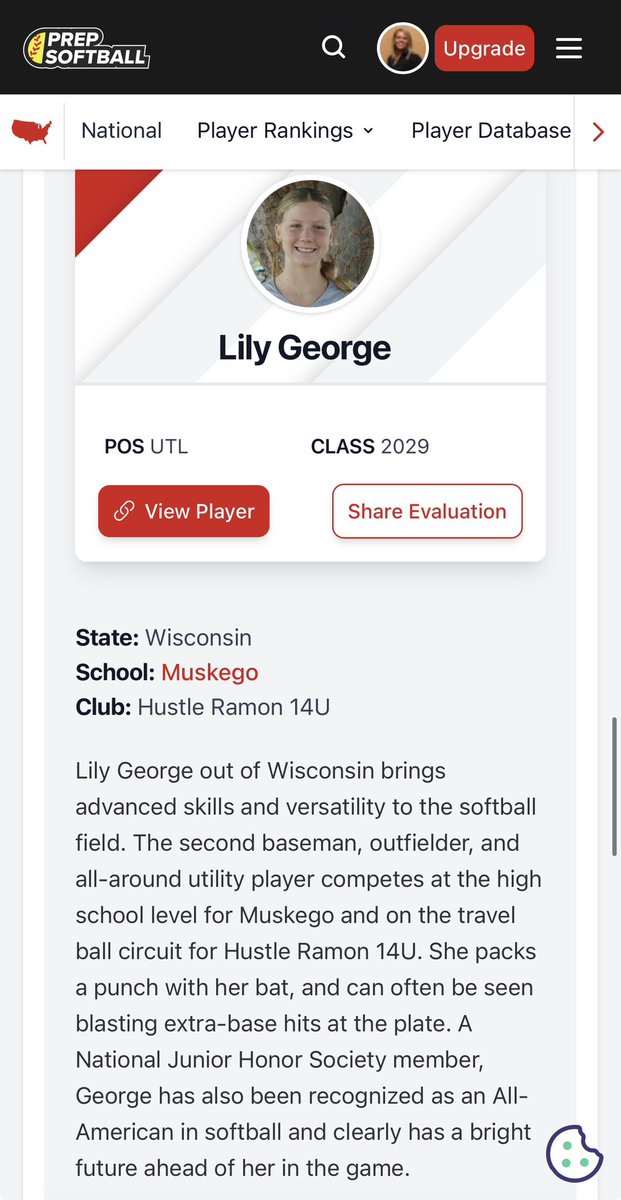 Lily_George2029's tweet photo. Honored to be recognized by @PrepSoftball among these talented athletes. Every opportunity to showcase my game is one that I am grateful for and I appreciate @KaylaLombardo11 for sharing my journey with the softball community. Can’t wait to hit the dirt with my team tomorrow! @14uHustleNation @TimRamonHNF