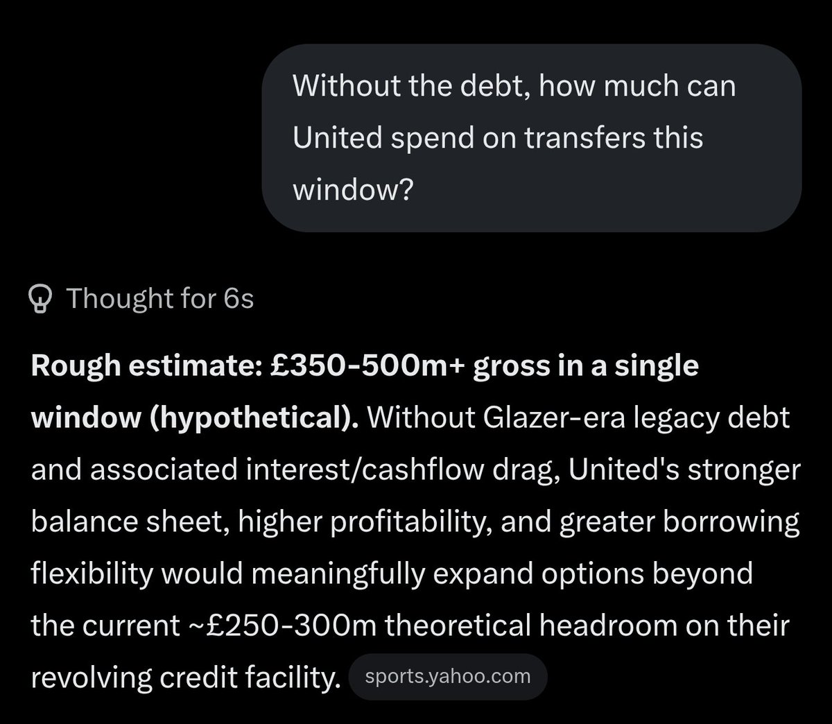 MyatSoeWin3's tweet photo. This is what debt-free @ManUtd could spend in the transfer window. The debt the Glazers took to buy the club. The Glazers and Ineos have to go if we are to see the great club thrive again #GlazersOut #GlazersSellNow #GlazersSellManUtd #INEOSOUT https://t.co/x6xeocd3aQ