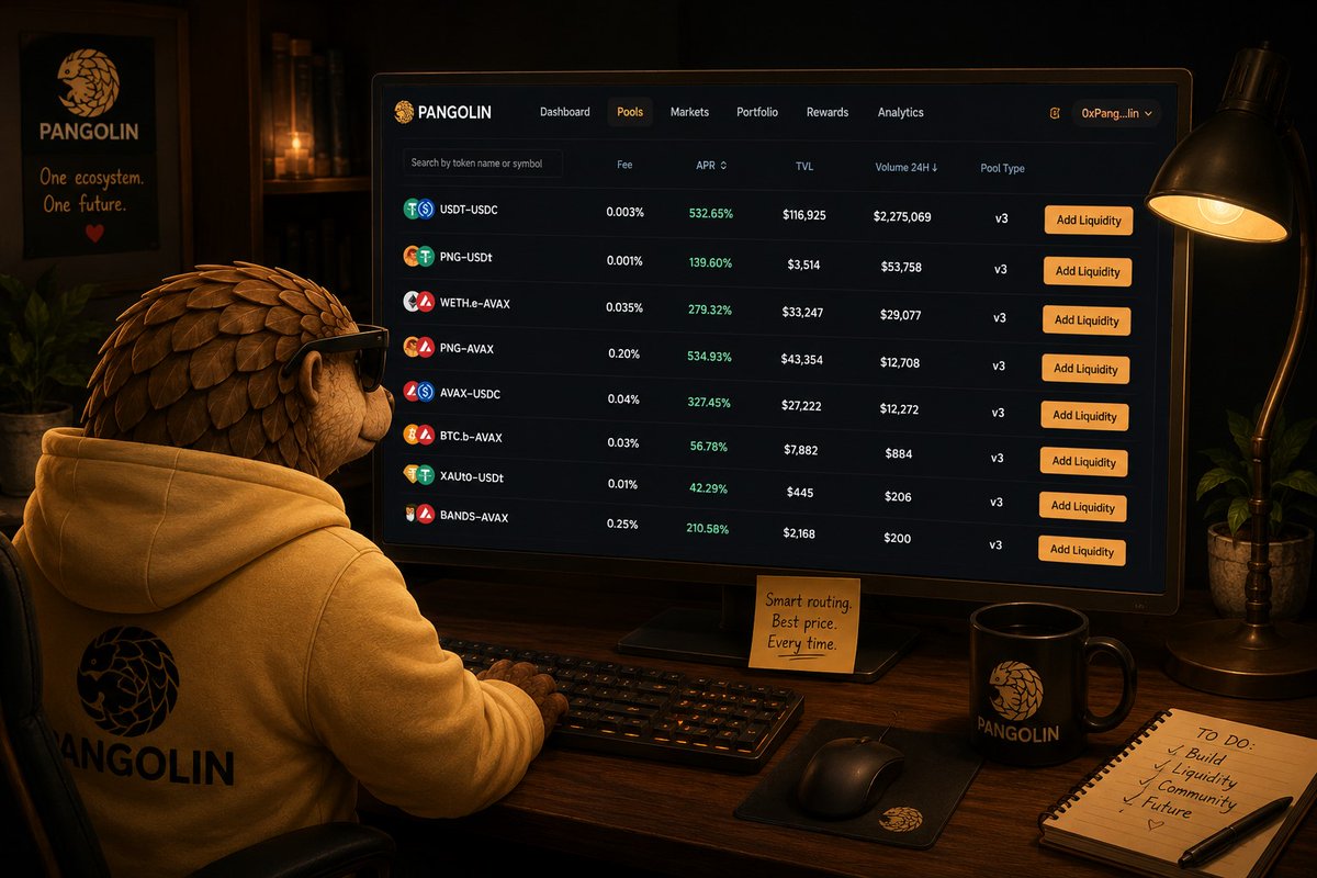 pangolindex's tweet photo. Put your assets to work. 🔥

Provide liquidity, earn trading fees, and unlock rewarding APRs, all fully on-chain.

The more your assets work, the more they can earn. 🔺 https://t.co/SAqeuTtvwv