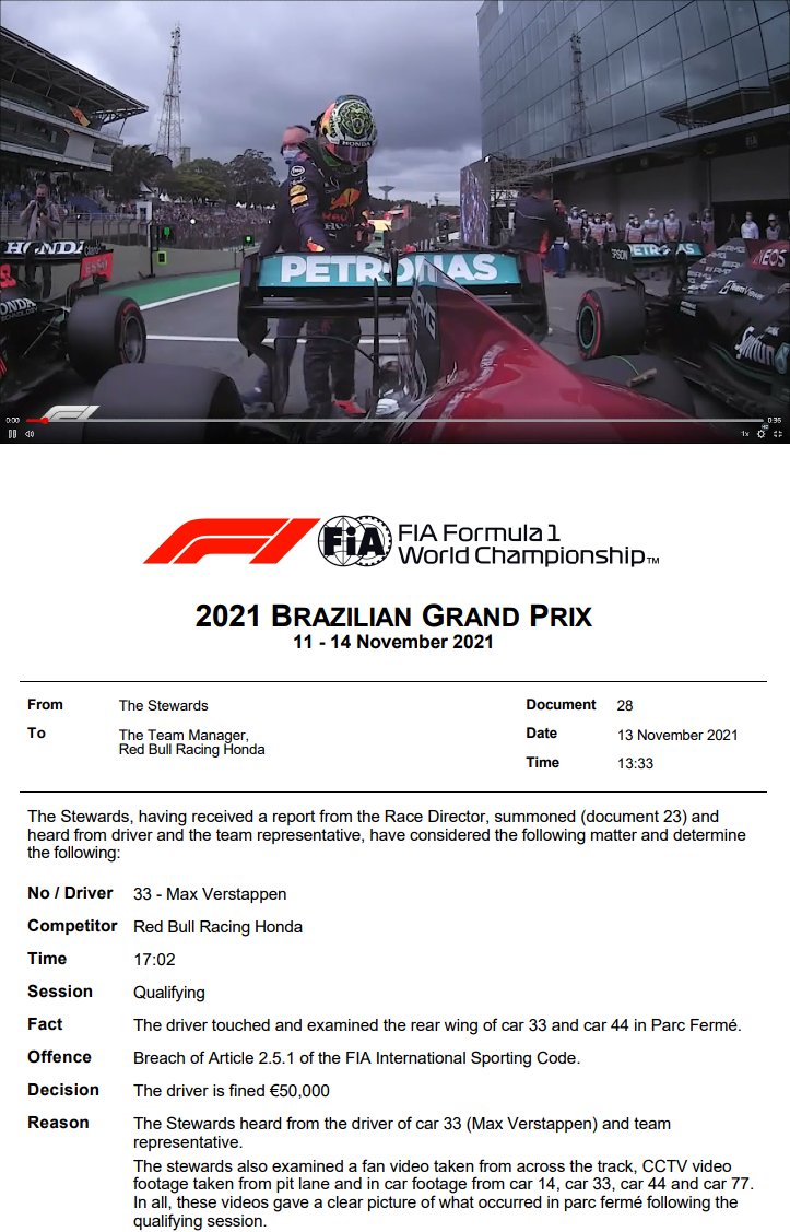 MV33Racing's tweet photo. Let’s see whether the FIA respects its own rules and fines Hamilton €50,000, just as it did to Max Verstappen in Brazil in 2021.

Or does the “wrong passport” really exist after all. https://t.co/S4f8W2RIEN