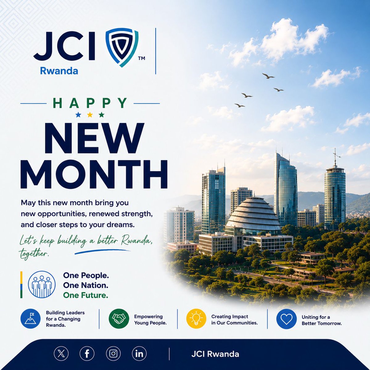 jcirwanda's tweet photo. Happy New Month from JCI Rwanda 🇷🇼
A new month brings fresh opportunities to lead, grow, and create meaningful impact in our communities.
Let’s stay committed to empowering young people and building sustainable change together.
Here’s to a month of purpose, action, and impact!🚀 https://t.co/S4vcy8mpqx