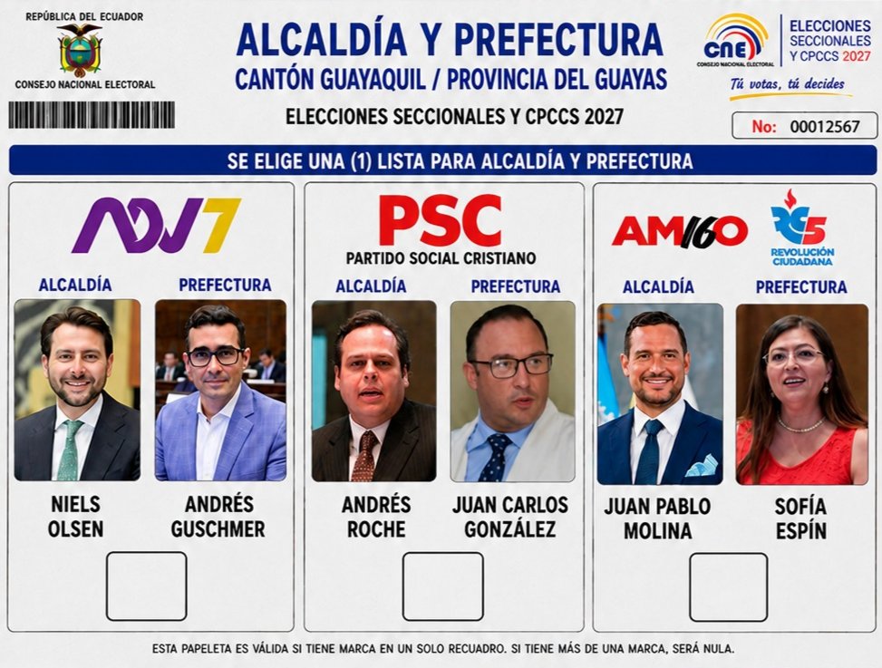 telemilagro's tweet photo. Ya se definieron los precandidatos para la Alcaldía de Guayaquil y la Prefectura del Guayas tras las primarias de los partidos.

Las candidaturas oficiales se inscribirán del 2 al 17 de agosto ante el CNE, por lo que aún podrían haber cambios. https://t.co/7DDV0ocl9Y